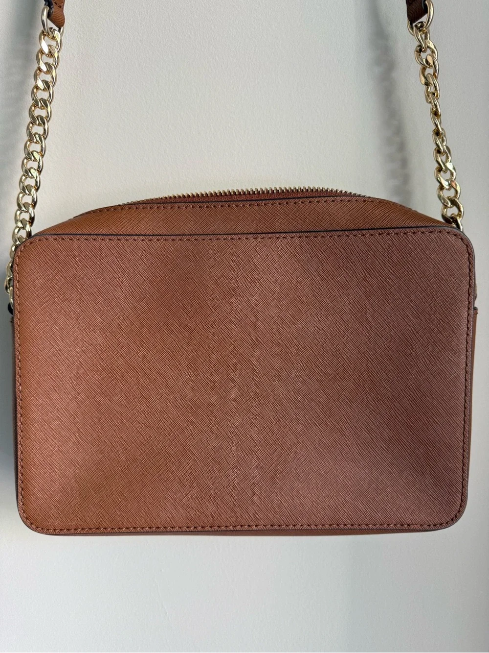 Michael Kors Jet Set Saffiano Leather Crossbody Bag Luggage BROWN Vintage